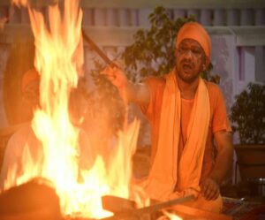 CM Yogi Adityanath in Gorakhpur After performing Mahanisha Puja
